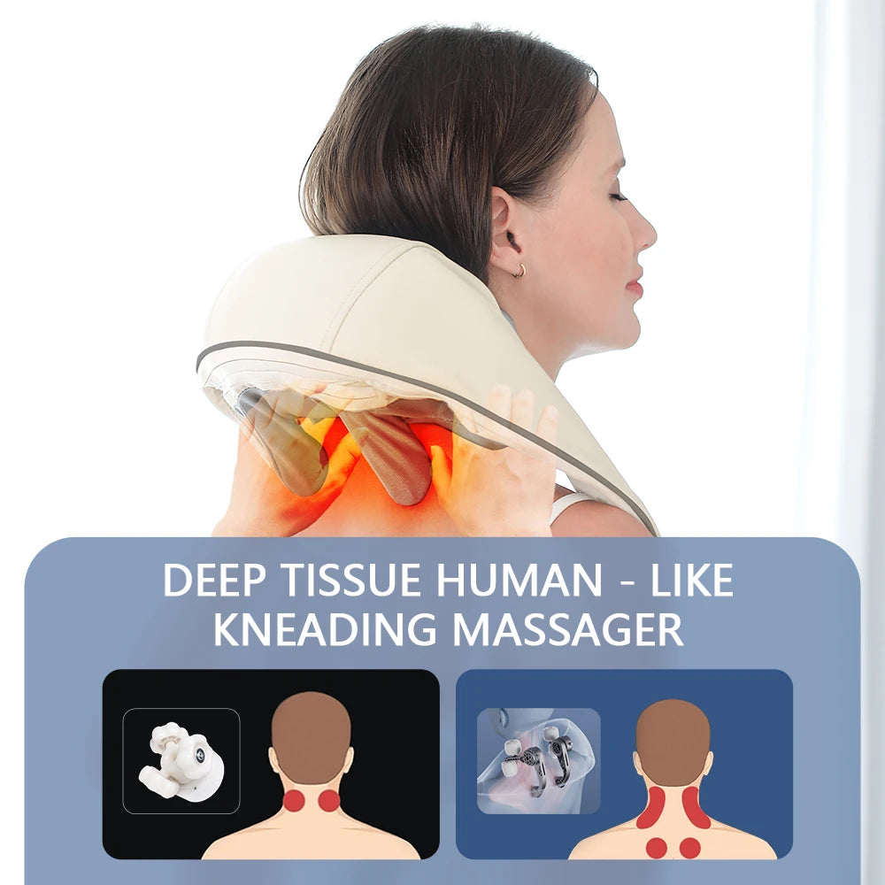 Foreverlily 26W Wireless Neck and Shoulder Massager | Heated Deep Tissue Relief