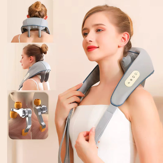 Foreverlily 26W Wireless Neck and Shoulder Massager | Heated Deep Tissue Relief