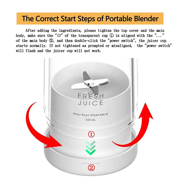 New Mini Portable Blender Electric Juicer Fruit Mixers Fruit Home Smoothies Mixer Multifunctional Juice Maker Machine Blender