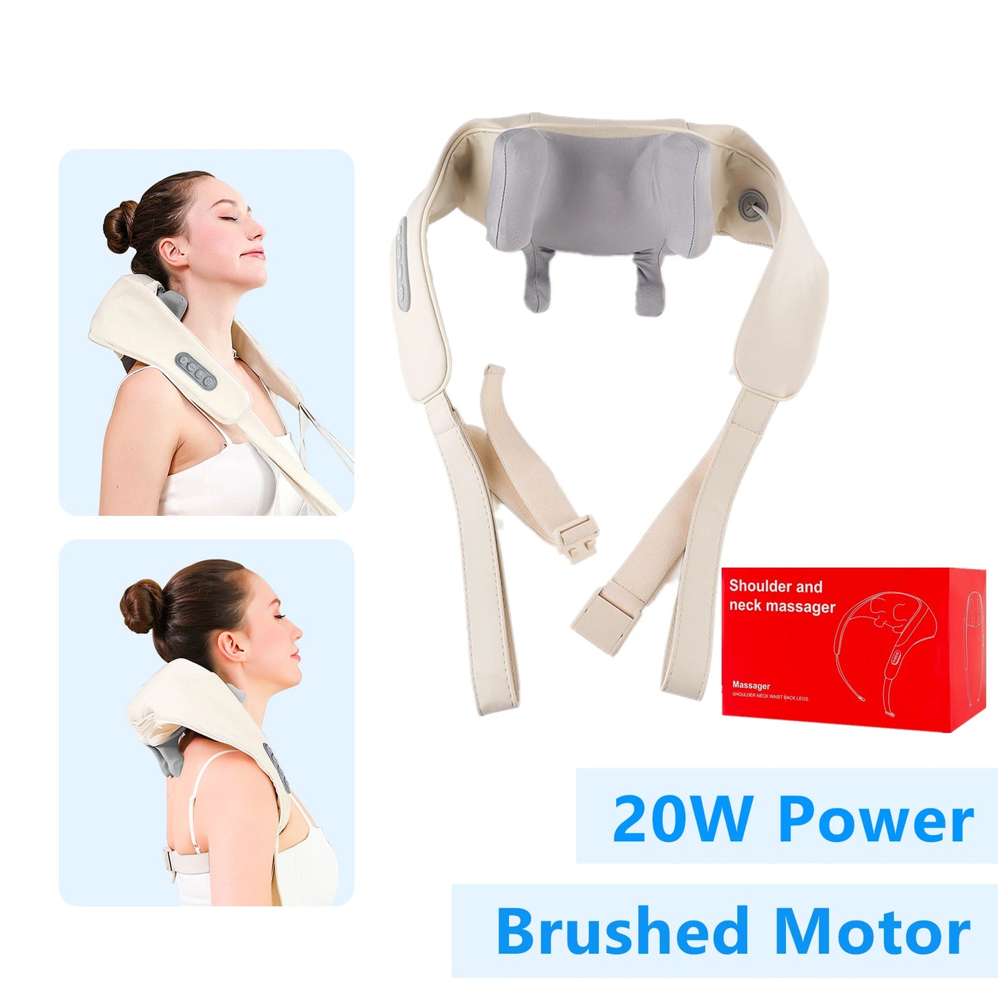 Foreverlily 26W Wireless Neck and Shoulder Massager | Heated Deep Tissue Relief