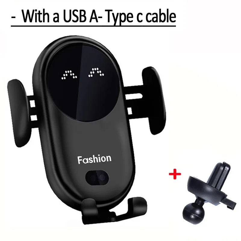 Fashion Qi Fast Wireless Charger Car Phone Holder Smart Infrared Sensor Air Vent Mount Automatic Clamping Mobile Phone Stand S11
