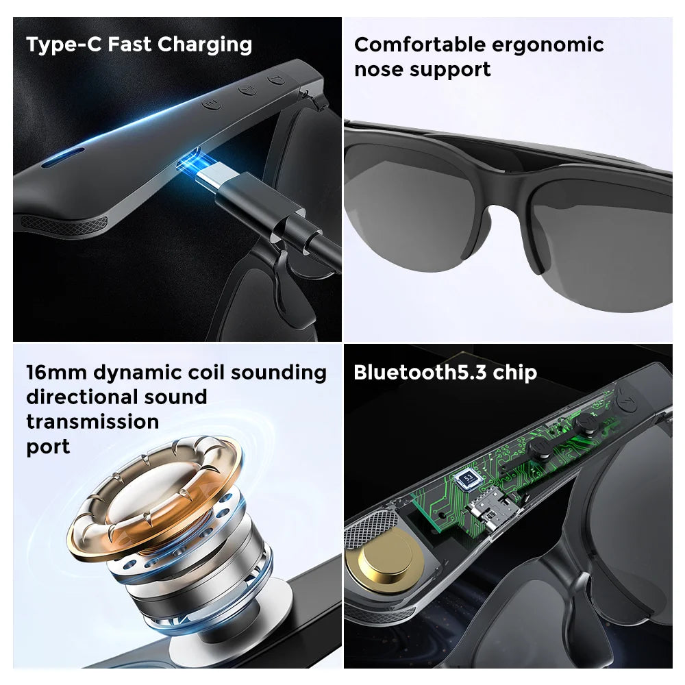 Smart Bluetooth Audio Glasses – Music, Calls & Style in One | Open-Ear Sound, UV Protection & Wireless Freedom