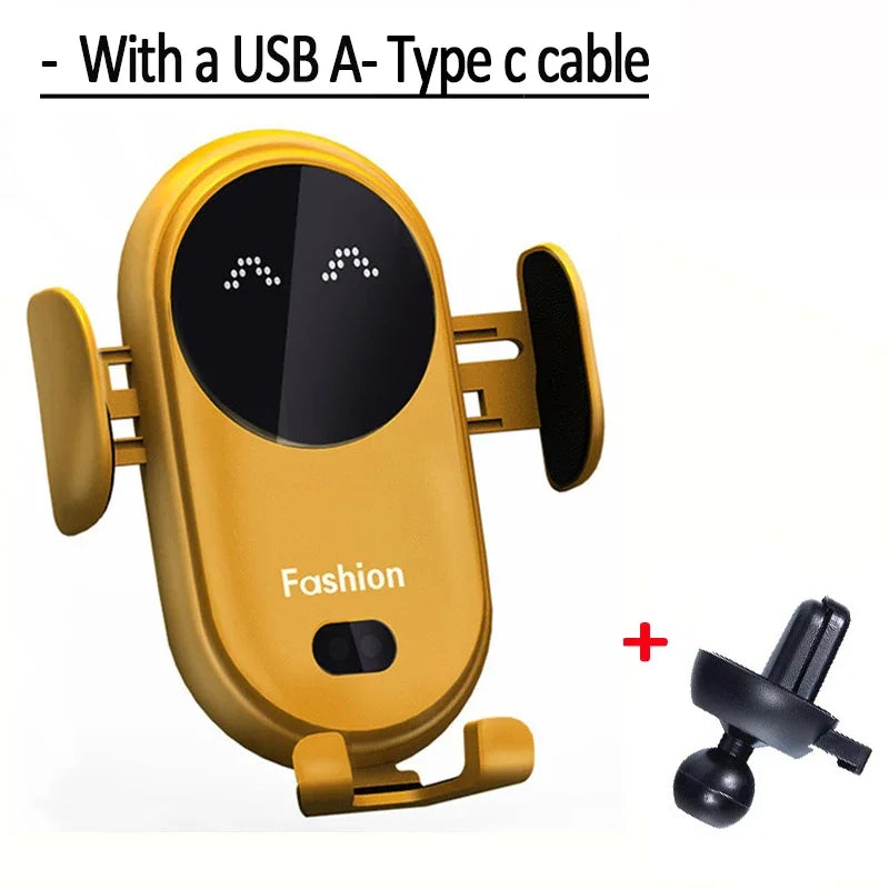 Fashion Qi Fast Wireless Charger Car Phone Holder Smart Infrared Sensor Air Vent Mount Automatic Clamping Mobile Phone Stand S11