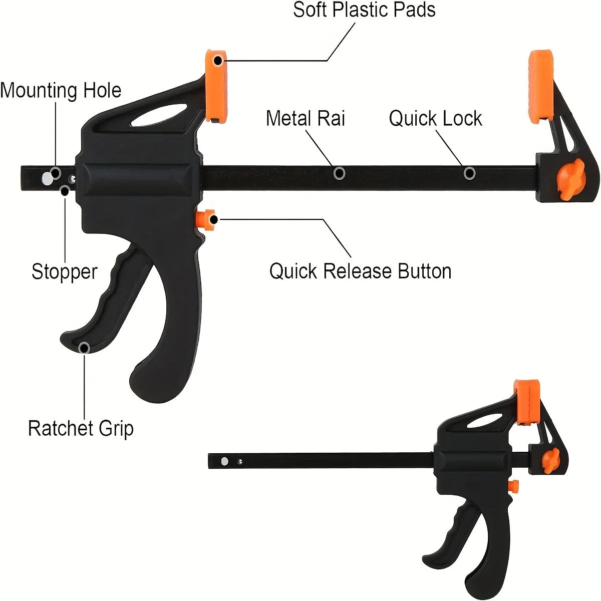 12 Inch Bar Clamps for Woodworking, Quick Grip Clamps Trigger Clamp One Handed Ratchet Clamp, Mini Small Bar Clamp for Craft