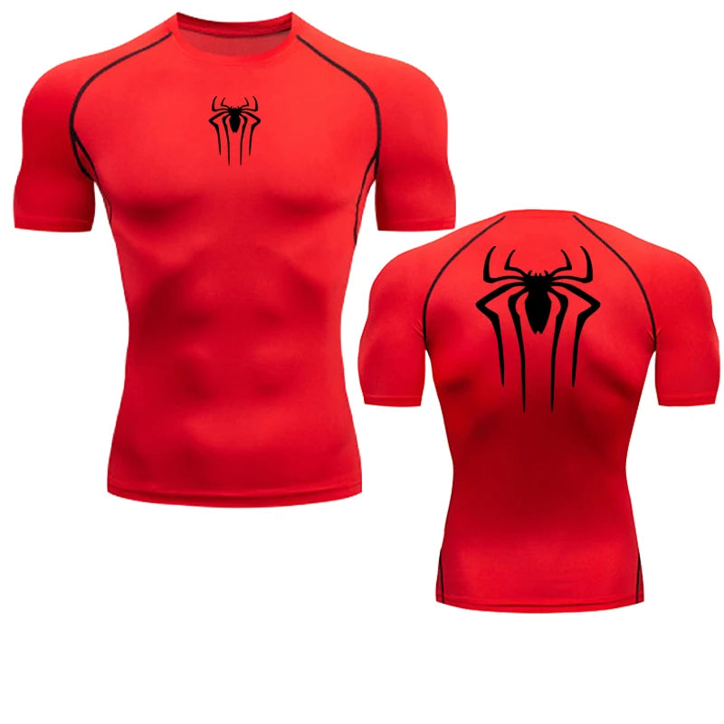Printed Men's Athletic Compression Shirts Athletic Quick Dry Breathable Rash Guard Athletic Tight Workout Tops Summer Men
