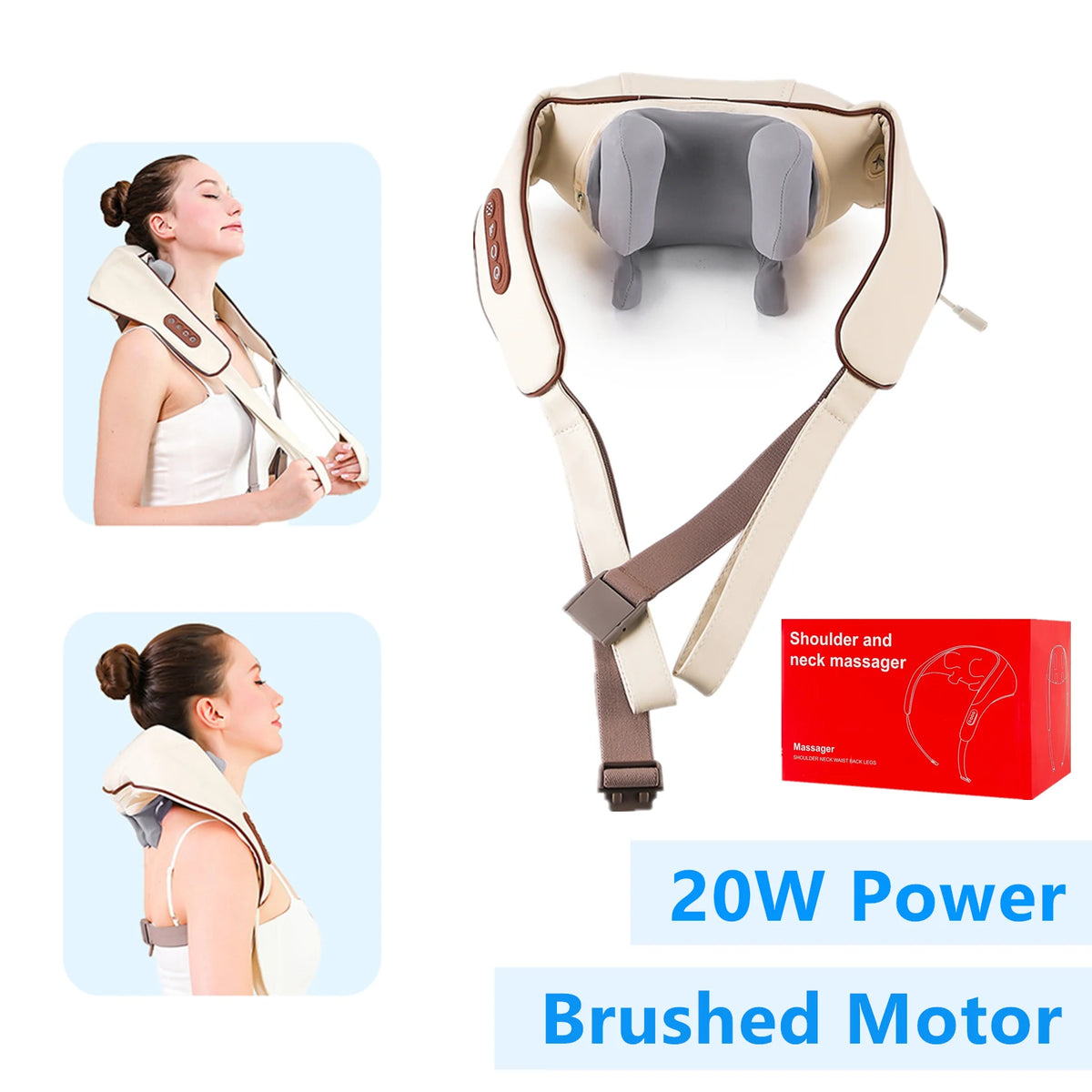 Foreverlily 26W Wireless Neck and Shoulder Massager | Heated Deep Tissue Relief