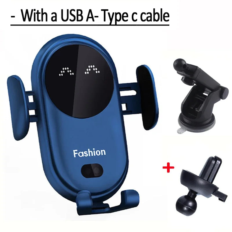 Fashion Qi Fast Wireless Charger Car Phone Holder Smart Infrared Sensor Air Vent Mount Automatic Clamping Mobile Phone Stand S11