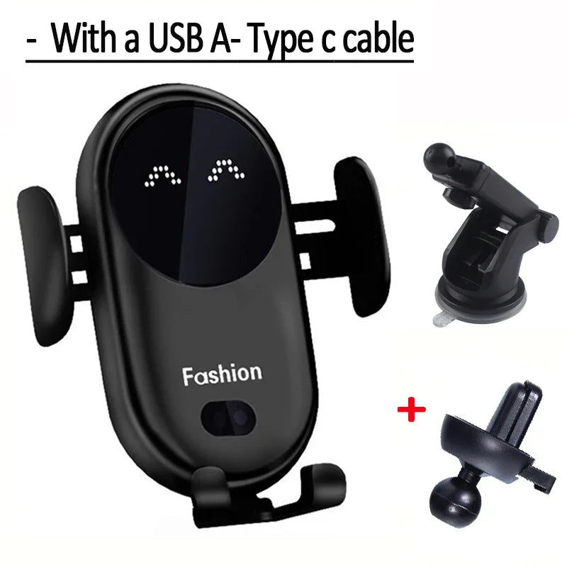 Fashion Qi Fast Wireless Charger Car Phone Holder Smart Infrared Sensor Air Vent Mount Automatic Clamping Mobile Phone Stand S11