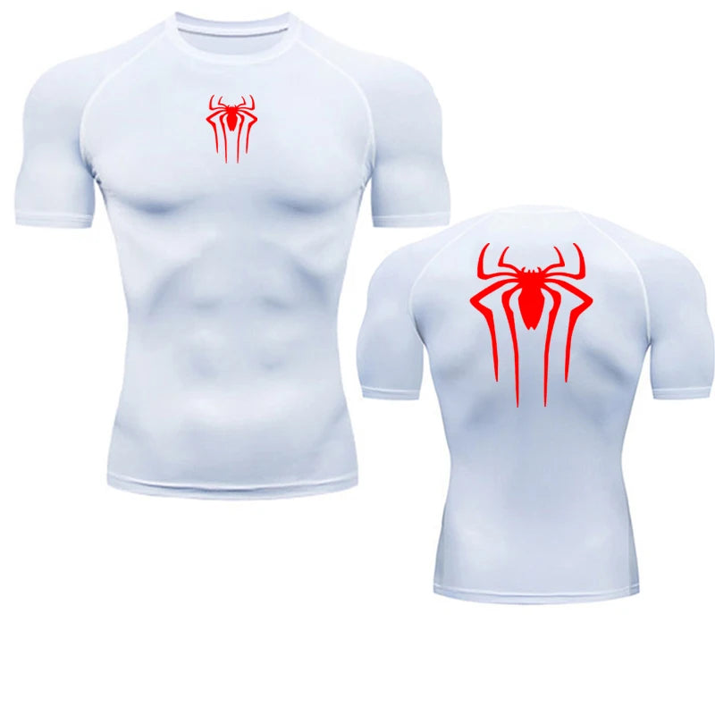 Printed Men's Athletic Compression Shirts Athletic Quick Dry Breathable Rash Guard Athletic Tight Workout Tops Summer Men