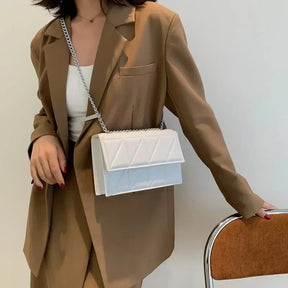 Luxury quilted crossbody bag with silver chain – elegant and timeless design