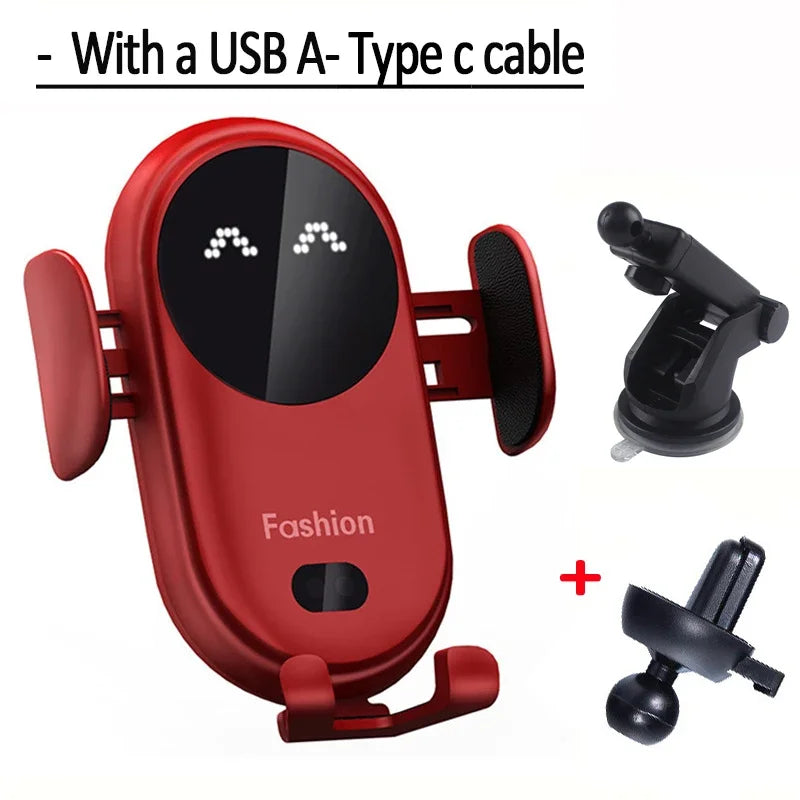 Fashion Qi Fast Wireless Charger Car Phone Holder Smart Infrared Sensor Air Vent Mount Automatic Clamping Mobile Phone Stand S11
