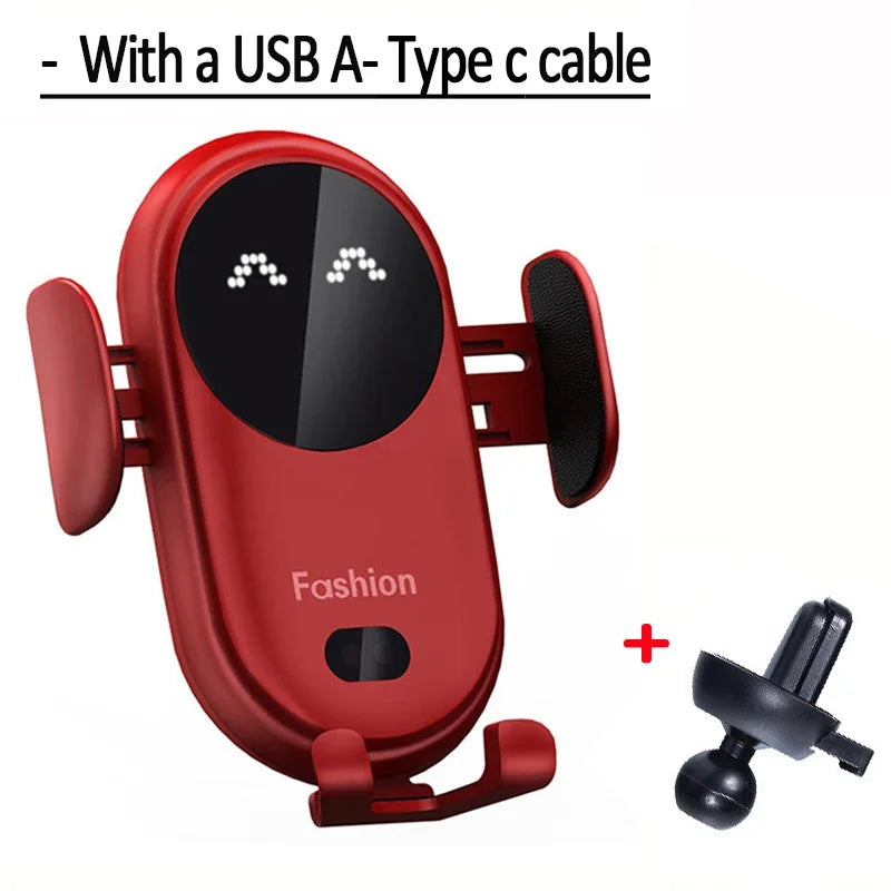 Fashion Qi Fast Wireless Charger Car Phone Holder Smart Infrared Sensor Air Vent Mount Automatic Clamping Mobile Phone Stand S11