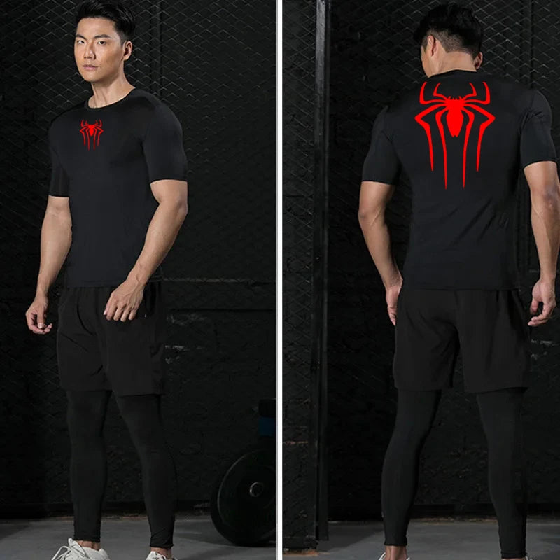 Printed Men's Athletic Compression Shirts Athletic Quick Dry Breathable Rash Guard Athletic Tight Workout Tops Summer Men